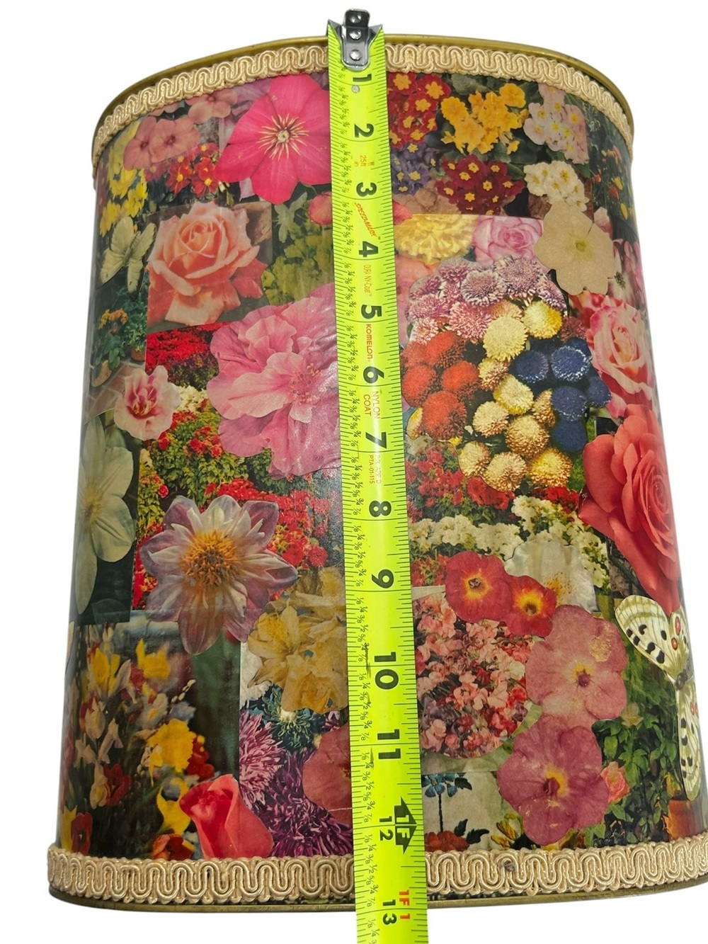 Vintage Mid Century Cheinco Metal Floral decoupage trashcan - Picture 10 of 10